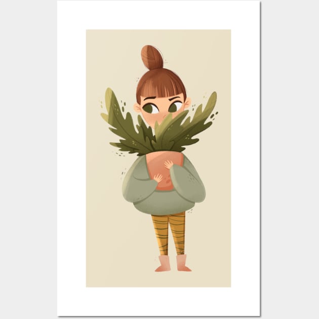 Girl with a plant Wall Art by Karmina Art